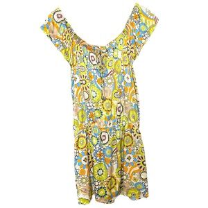 LETTY 100% silk abstract floral belted mini dress